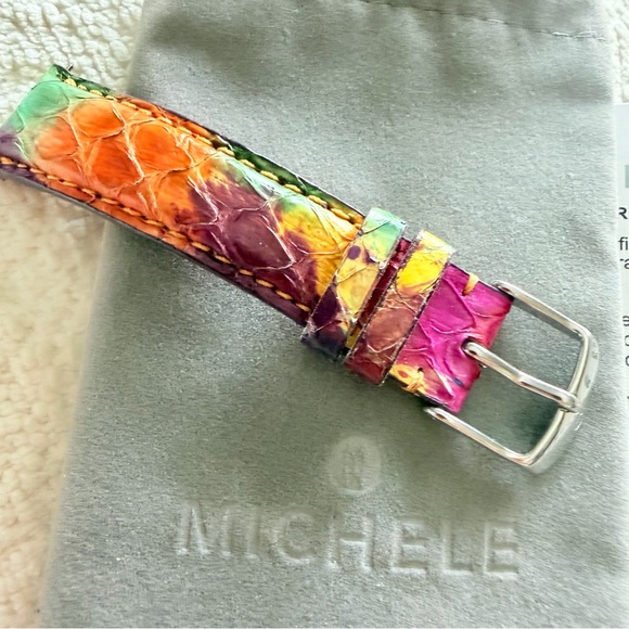 Michele Multi Rainbow Color Snakeskin Watch Strap - 18mm - Picture 7 of 15
